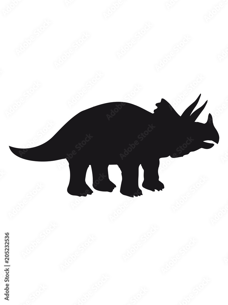 Triceratops hörner silhouette schwarz umriss dino dinosaurier saurier  clipart comic cartoon design Stock Illustration
