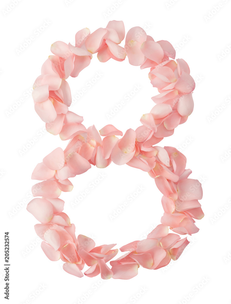 Obraz premium Number 8 Made of Flowers. Number Monogram