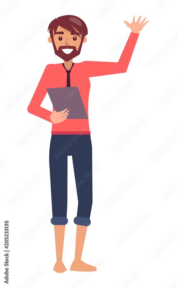 Businessman Waving Hand Poster Vector Illustration Businessman Waving Hand Poster Vector Illustration