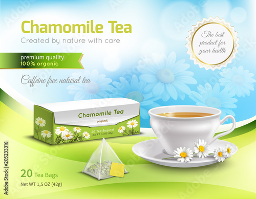 Chamomile Tea Advertising Realistic Composition