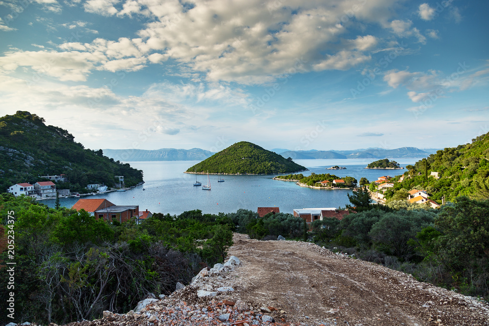 Fototapeta premium Top aerial view at Prozurska luka,Mljet.Croatia