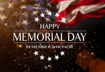 American flag with the text Memorial day.
