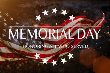 American flag with the text Memorial day.