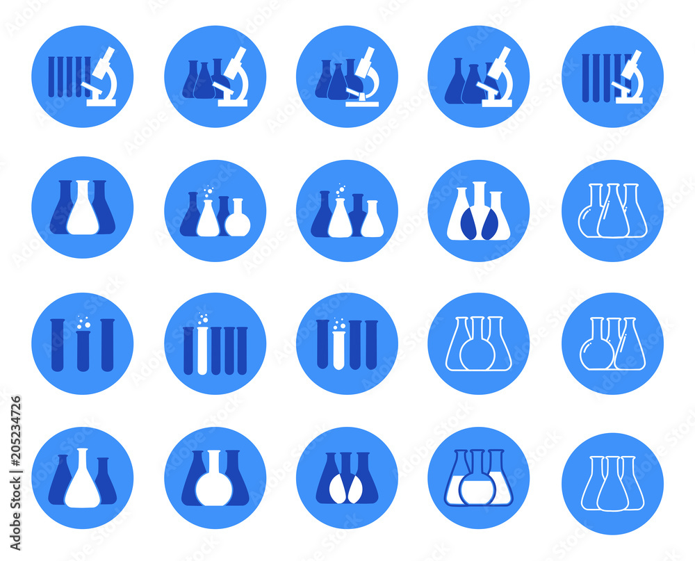 Set of vector illustration of chemical lab icons.