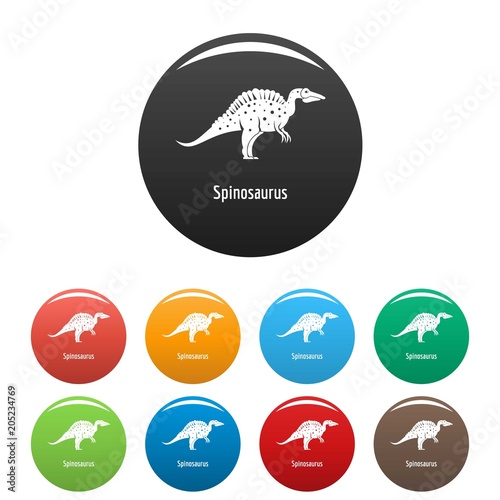 Spinosaurus icon. Simple illustration of spinosaurus vector icons set color isolated on white