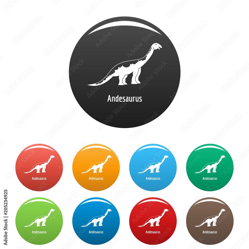 Andesaurus icon. Simple illustration of andesaurus vector icons set color isolated on white