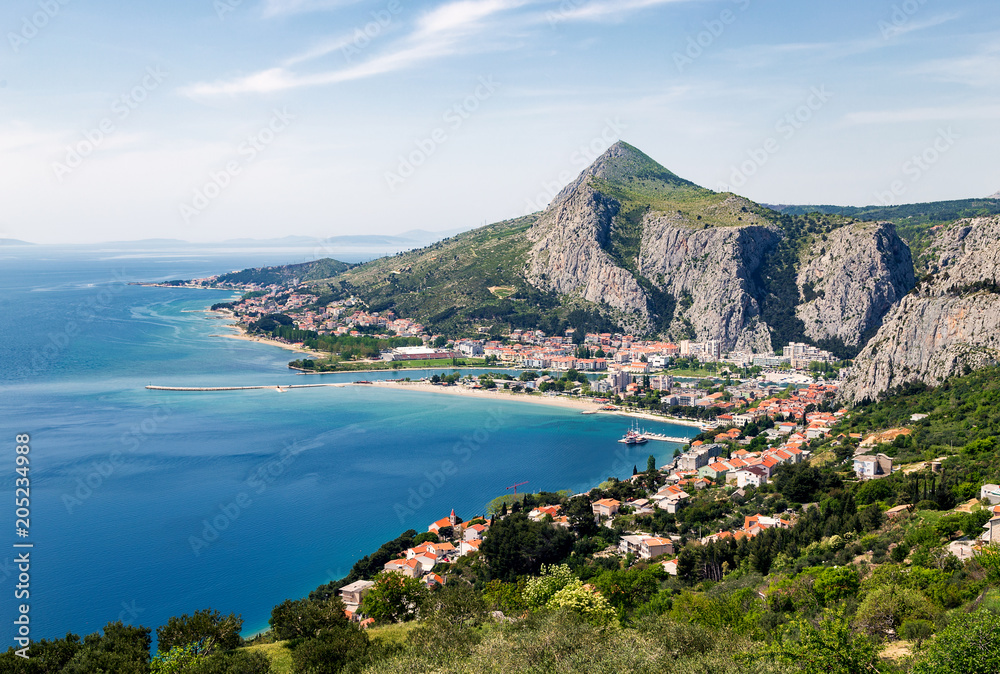 Panoramic view of Omis city in Croatia