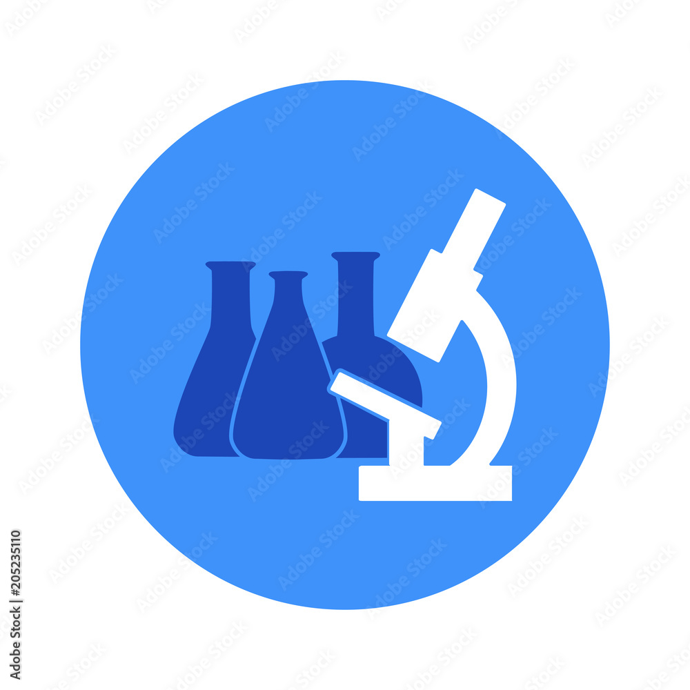 Vector chemical lab test tube and microscope icon