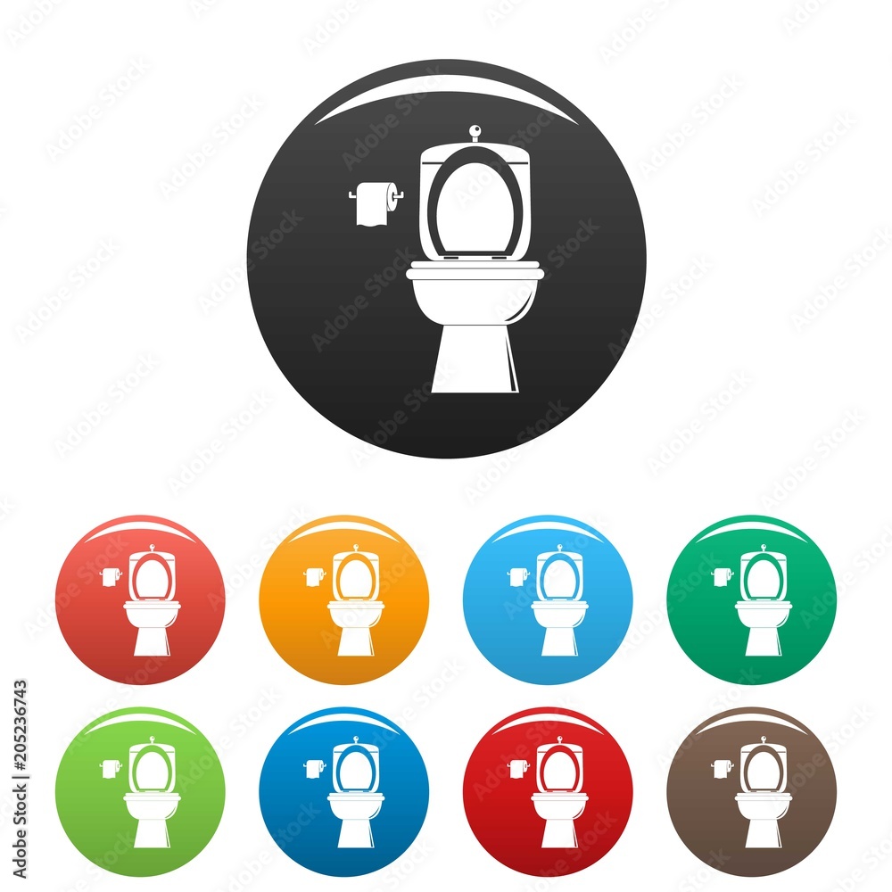 Ceramic toilet icon. Simple illustration of ceramic toilet vector icons set color isolated on white Ceramic toilet icon. Simple illustration of ceramic toilet vector icons set color isolated on white
