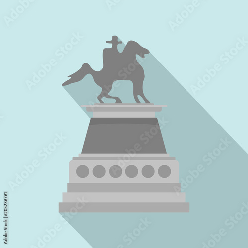 Man at horse statue icon. Flat illustration of man at horse statue vector icon for web design