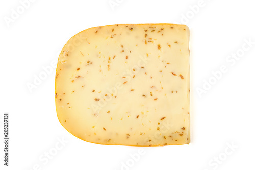 Сheese with caraway isolated on white