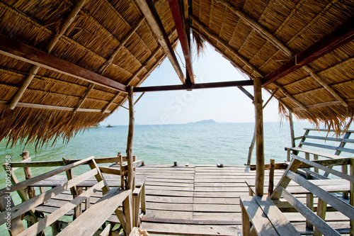 Fototapeta Naklejka Na Ścianę i Meble -  A wooden pier on the island of Koh Chang, Thailand.