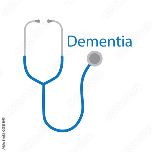 dementia word and stethoscope icon- vector illustration