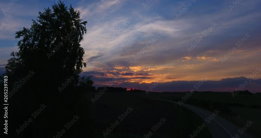 Aerial view of a beautiful countryside scene at sunset - 5 Aerial view of a beautiful countryside scene at sunset - 5