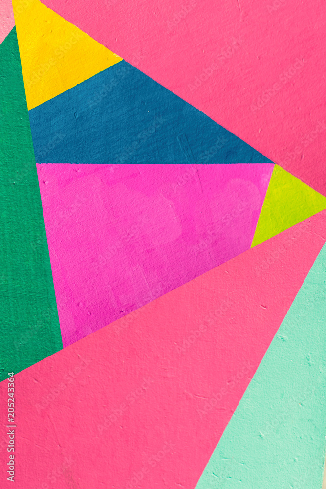 Fototapeta premium Geometric background of wall with bright tones. pop art style