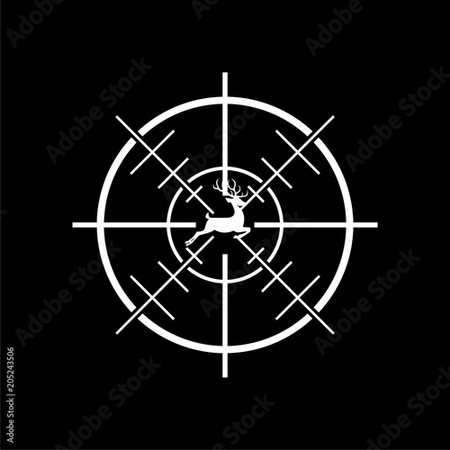 Hunting Season with Deer in gun sight icon on dark background