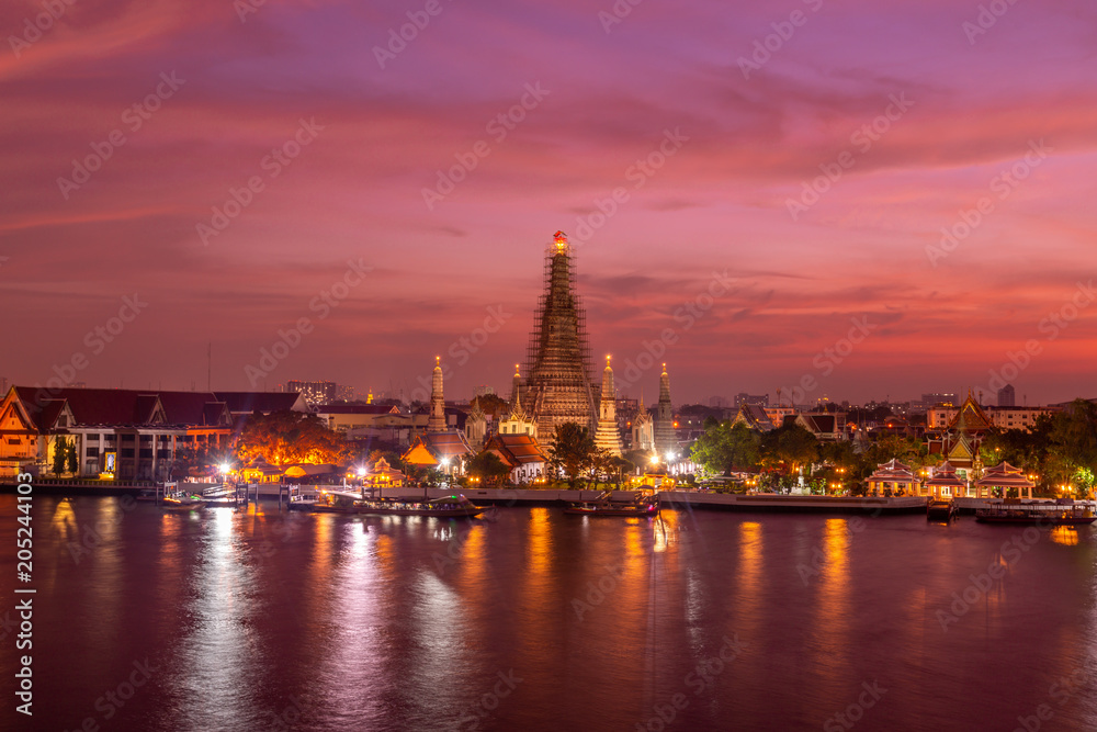 Dawn temple pagoda in Bangkok, Thailand