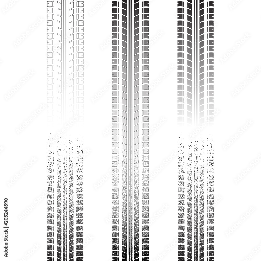 Tire track silhouettes Tire track silhouettes