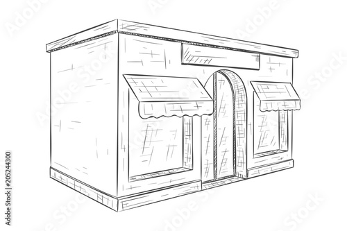 Store front. Hand drawn sketch