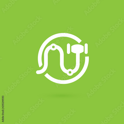 Illustration of business logotype bidding and auction.