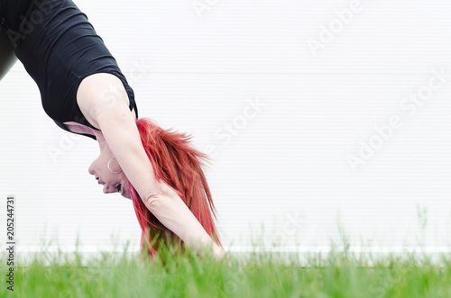 Beautiful redhead  yoga girl photo