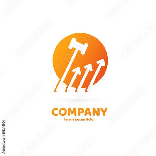 Illustration of business logotype bidding and auction.