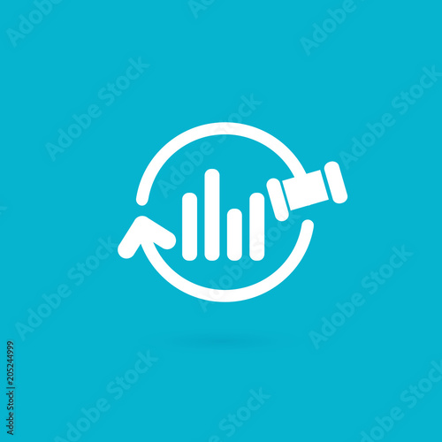 Illustration of business logotype bidding and auction.