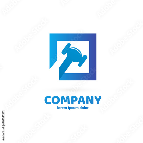 Illustration of business logotype bidding and auction.