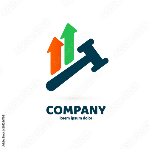 Illustration of business logotype bidding and auction.