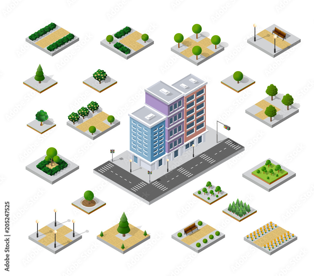 Isometric 3D set park