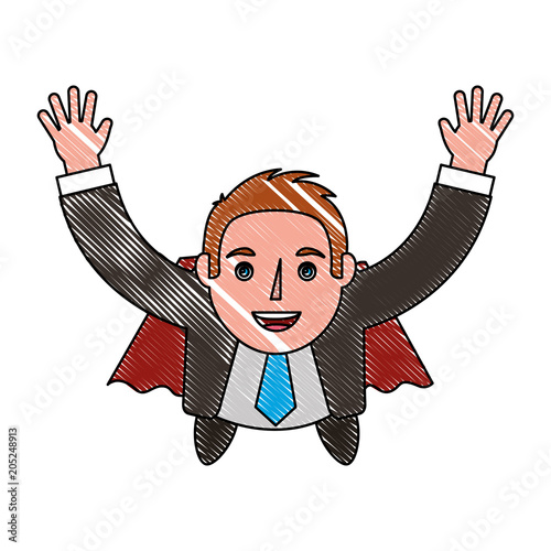 super businessman flying success business vector illustration