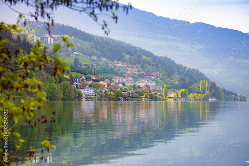 View of Lake Ossiacher See, lake in carinthia in south of Austria photo