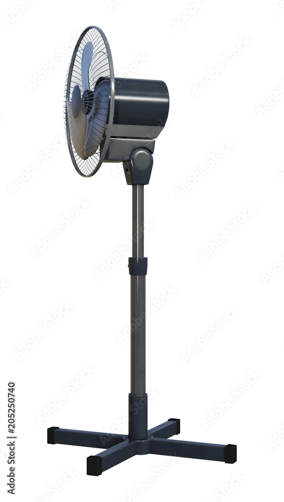 3D Rendering Pedestal Fan on White 3D Rendering Pedestal Fan on White