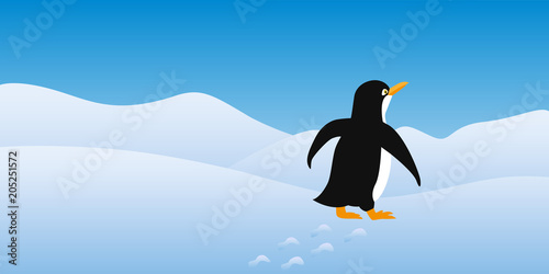 pinguin spaziert durch den schnee