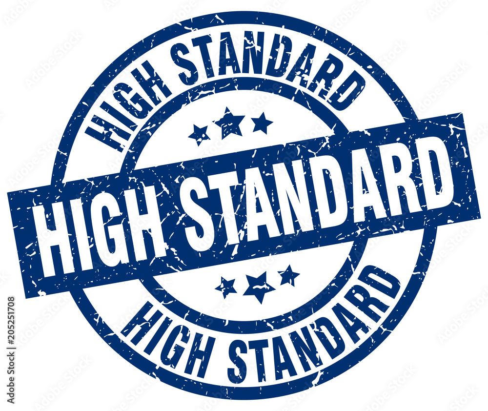 high standard blue round grunge stamp