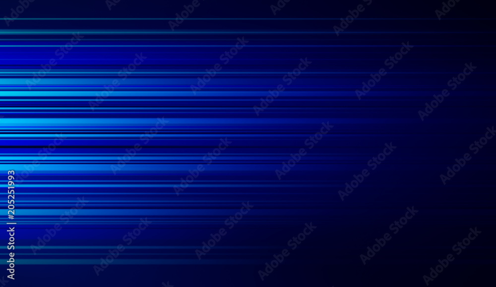 Fototapeta Blue lights for futuristic internet and business concept, movement motion blurry technology background. 3d illustration.