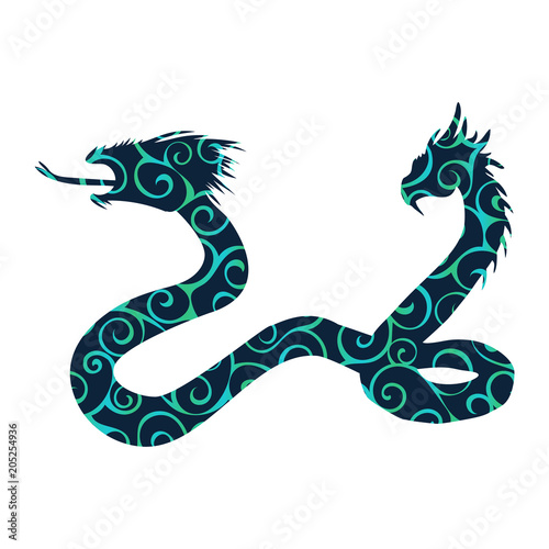 Serpent two headed pattern silhouette ancient mythology fantasy