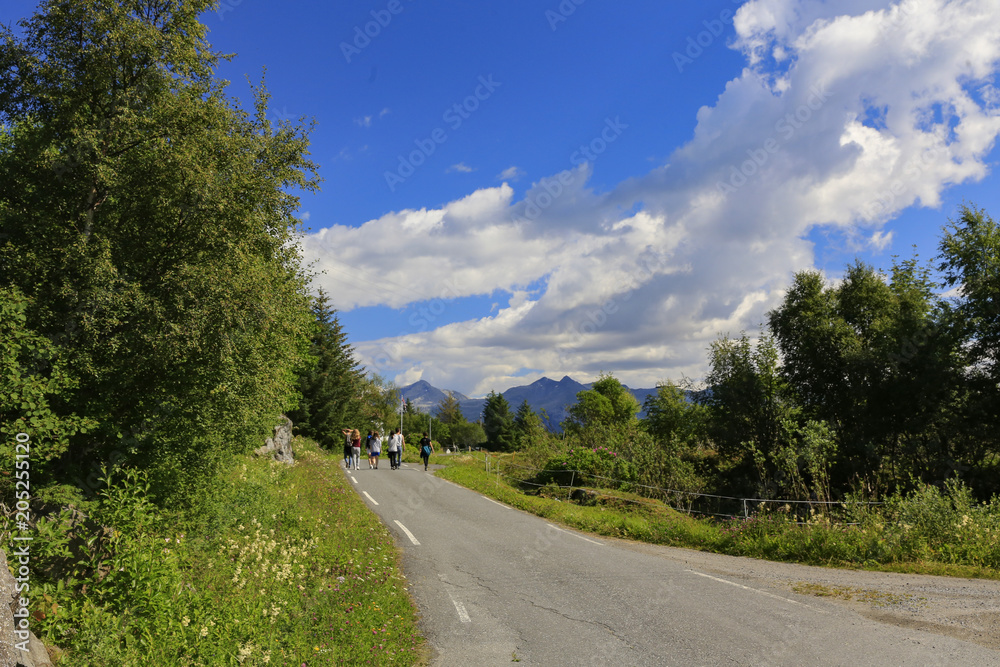 Cycling on the island of Ylvingen a great summer day, Northern Norway