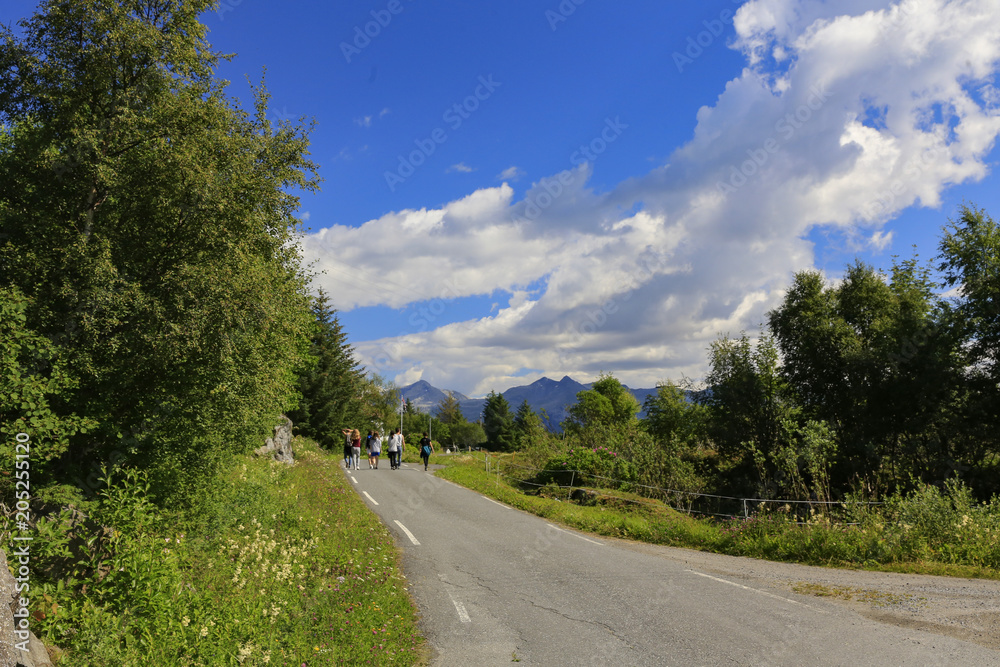 Cycling on the island of Ylvingen a great summer day, Northern Norway Cycling on the island of Ylvingen a great summer day, Northern Norway