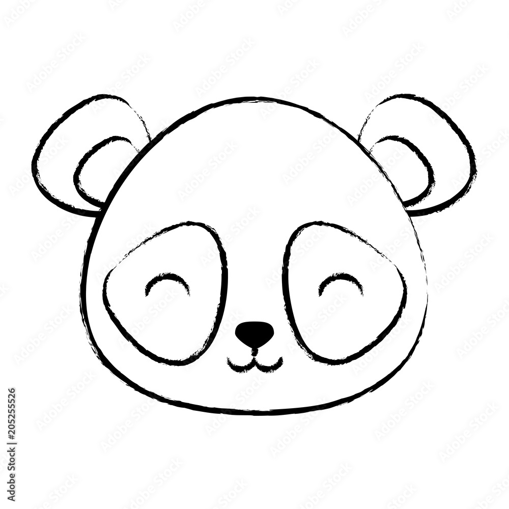 Naklejka premium sketch of cute panda bear icon over white background, colorful design. vector illustration