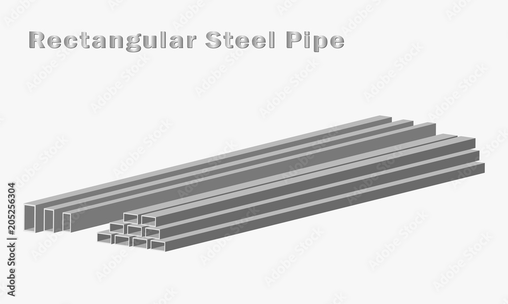 Isolated Rectangular steel pipe, construction industry Isolated Rectangular steel pipe, construction industry