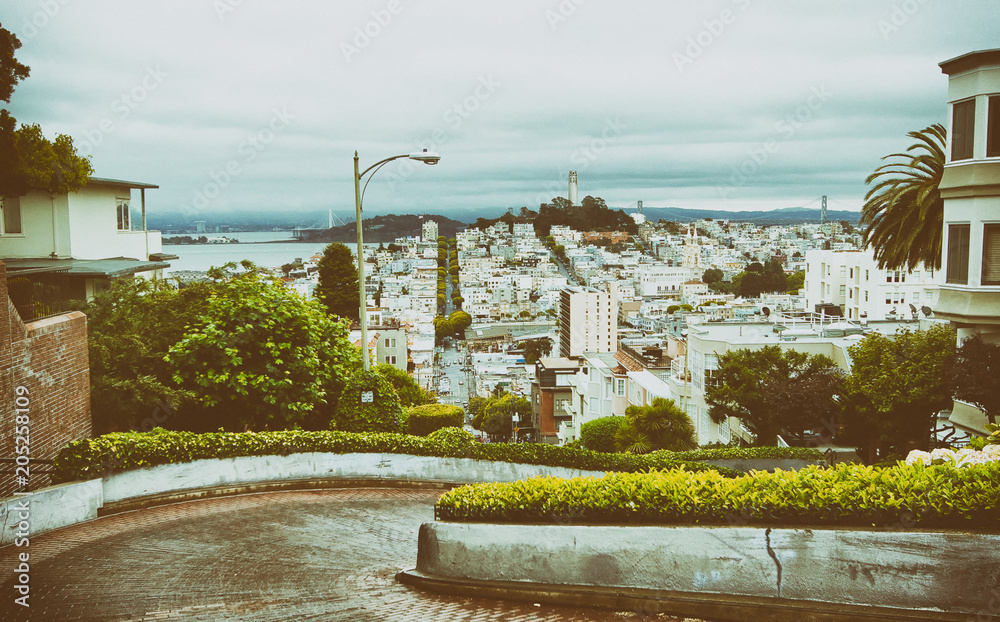 Russian Hill on Lombard Street, San Francisco, California - USA
