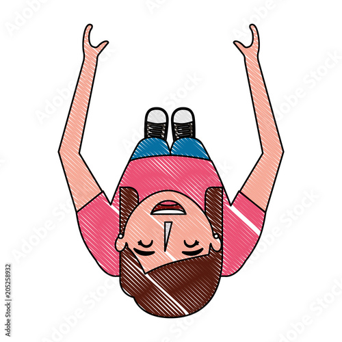 aerial view of young woman avatar character vector illustration design