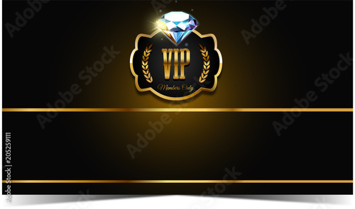 VIP invitation with golden elements and diamond