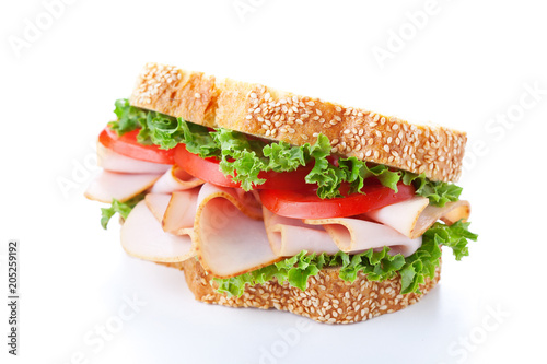 Smoked Turkey With Lettuce And Tomato Sandwich