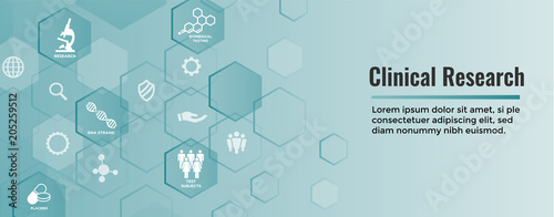 Medical Healthcare Icons with People Charting Disease / Scientific Discovery Web Header Banner