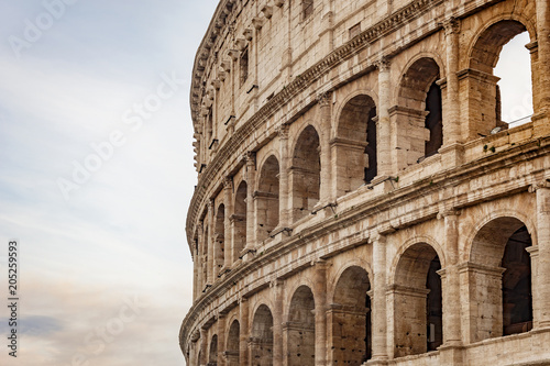 Canvas Print Detail of the Colosseum amphitheatre in Rome