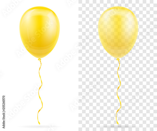 celebratory yellow transparent balloons pumped helium with ribbon stock vector illustration
