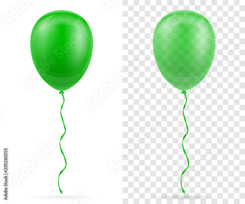 celebratory green transparent balloons pumped helium with ribbon stock vector illustration