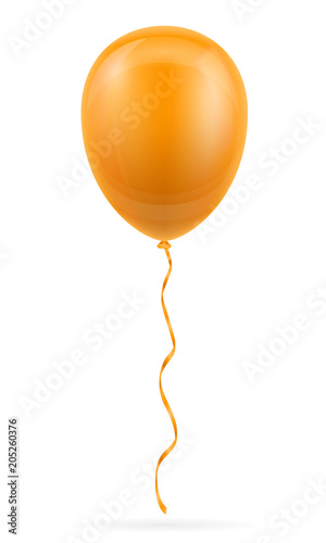 celebratory orange balloon pumped helium with ribbon stock vector illustration